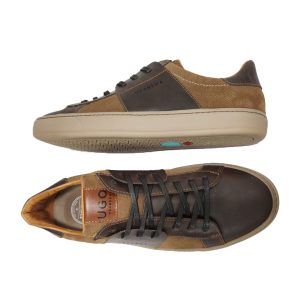 Zapatilla Casual Marrón con Cuero Beige Repujado