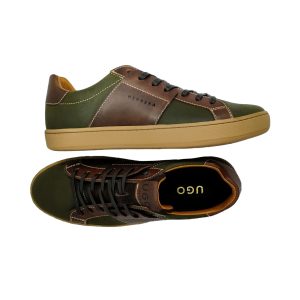 Tenis en cuero verde y marrón